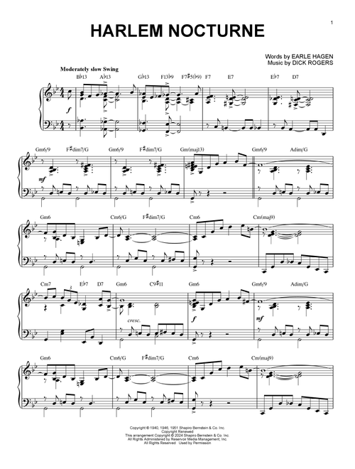 Harlem Nocturne (arr. Brent Edstrom) - Dick Rogers, Earle Hagen (Piano Solo)