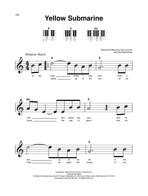 Yellow Submarine - The Beatles (Super Easy Piano)
