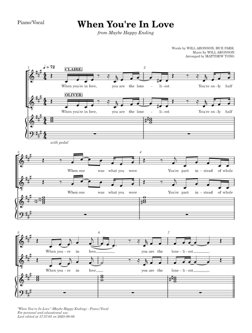 When You're In Love (Maybe Happy Ending) - Piano/Vocal