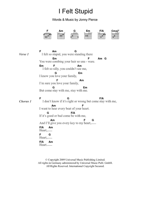 I Felt Stupid - The Drums (Guitar Chords-Lyrics)