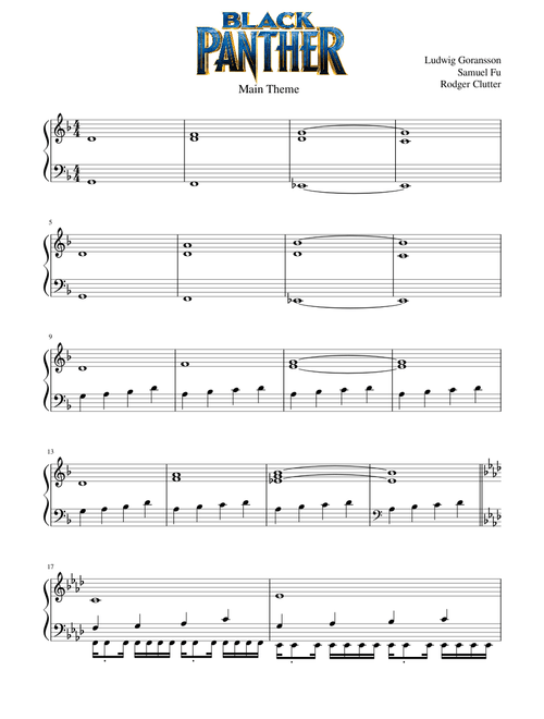 Main Theme - Black Panther - Ludwig Goransson - Piano Solo