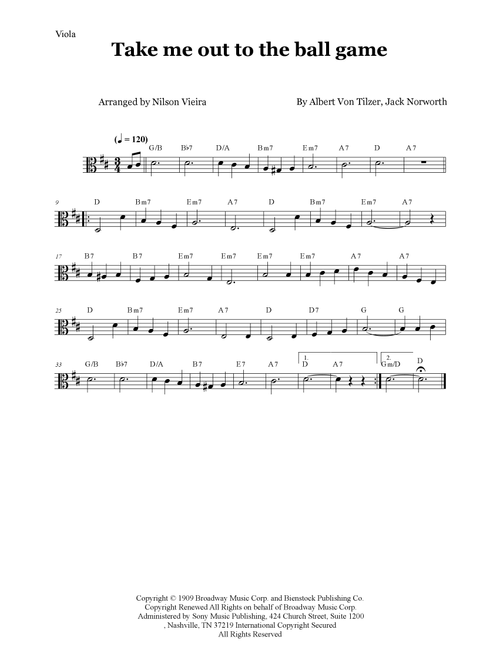 Take Me Out To The Ball Game (Arr. Nilson de Melo Vieira) - Albert von Tilzer, Jack Norworth (Viola Solo)