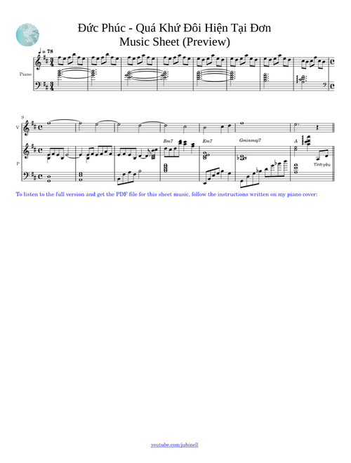 Đức Phúc - Quá Khứ Đôi Hiện Tại Đơn Music Sheet (Lời Bài Hát / Sheet Nhạc / Sheet Music / Hợp Âm)
