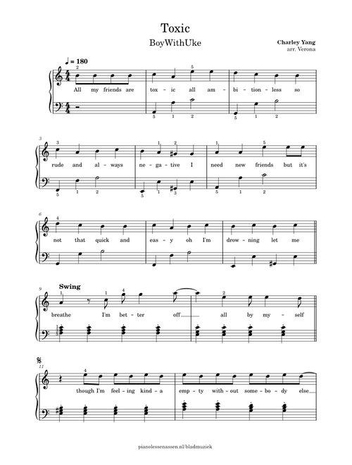 Toxic - BoyWithUke (beginner piano)