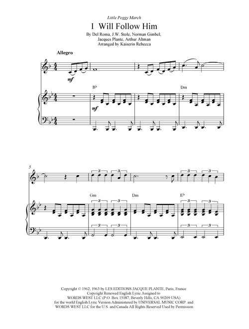 I Will Follow Him (i Will Follow You) (Arr. Kaiserin Rebecca) - Little Peggy March (French Horn and Piano)