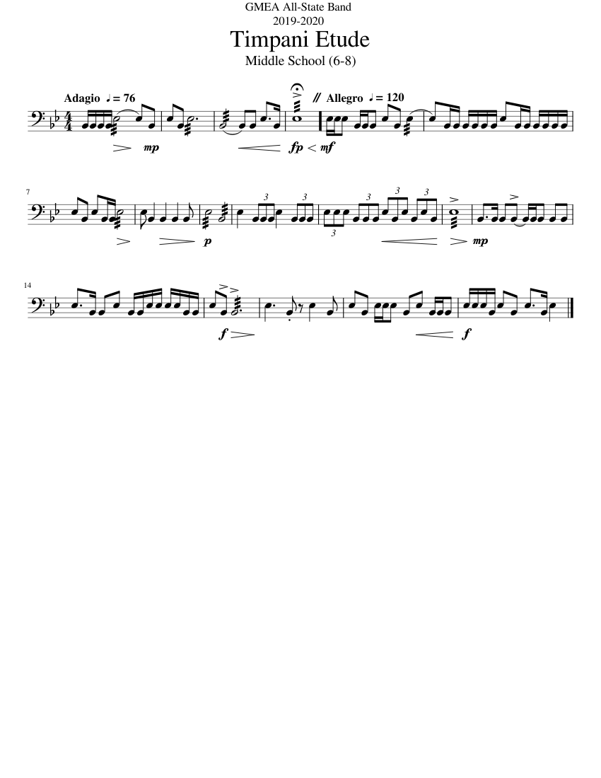 GMEA_AllState_Timpani_Etude Sheet music for Timpani (Solo)