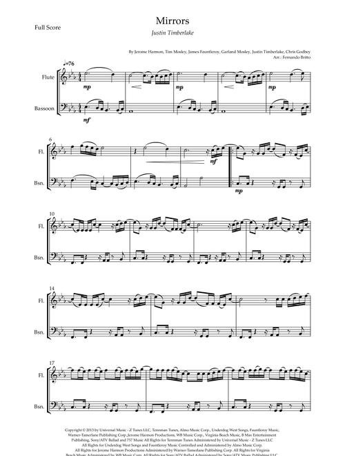 Mirrors (Arr. Fernando Britto) - Justin Timberlake (Instrumental Duet)