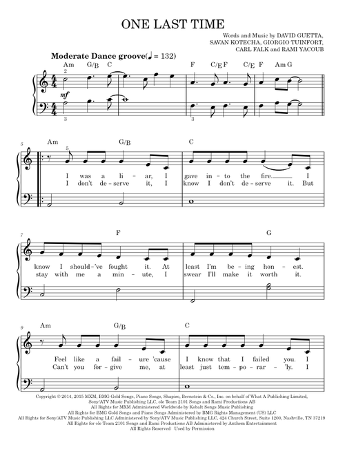 One last time - Ariana Grande (Easy Piano)