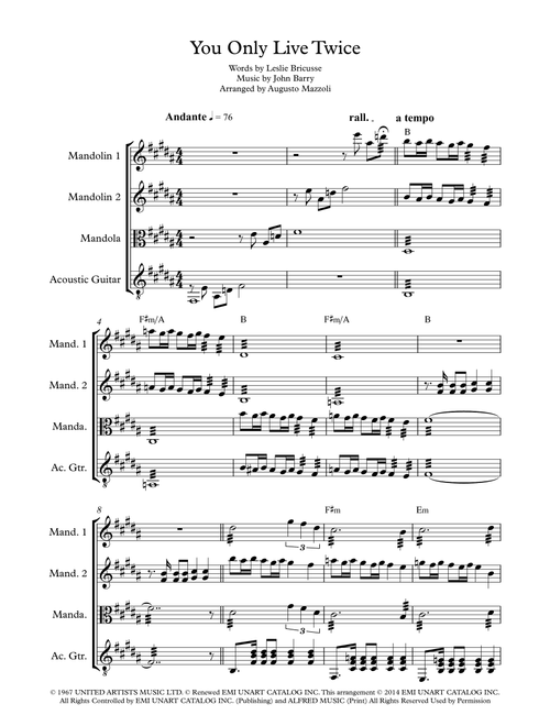 You Only Live Twice (Arr. Augusto Mazzoli) - John Barry (Small Ensemble)