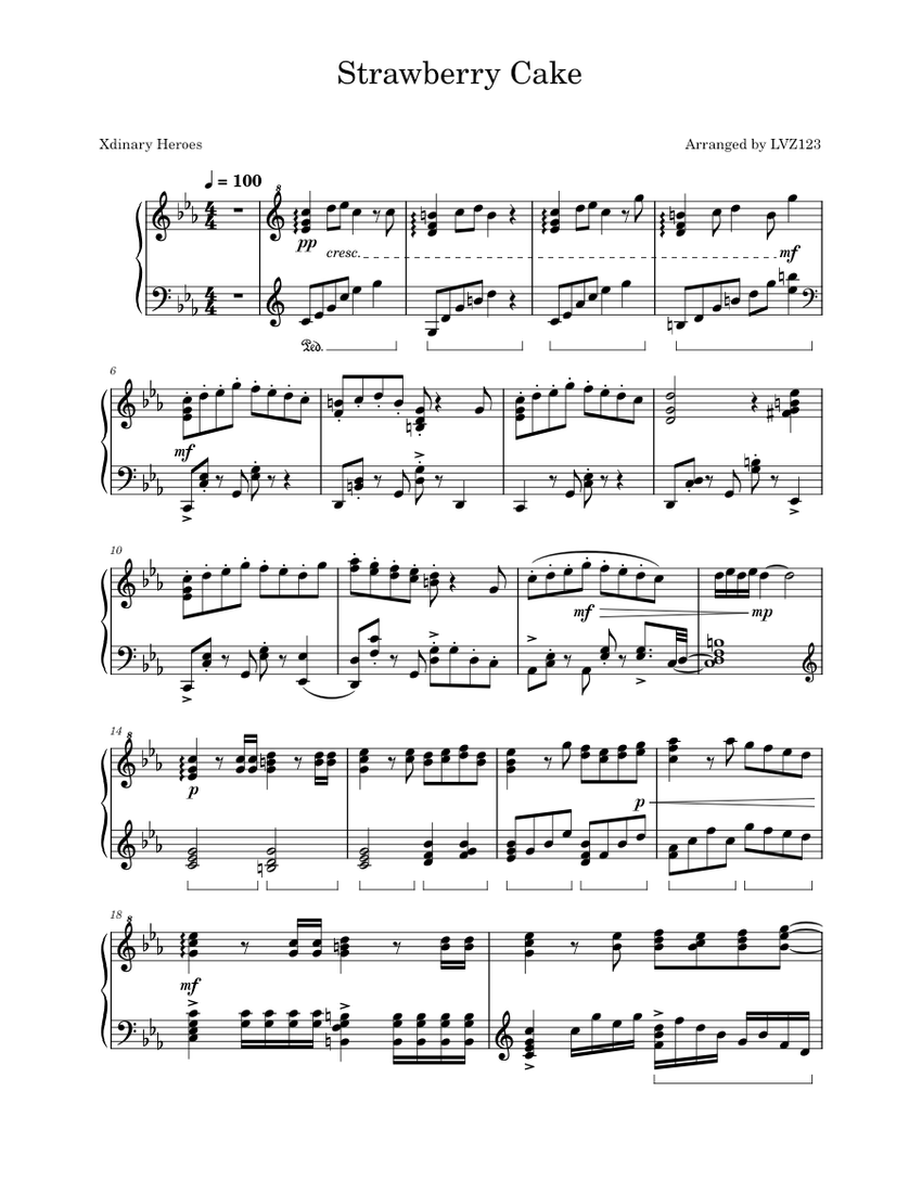 Strawberry Cake Xdinary Heroes Sheet music for Piano (Solo