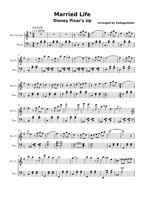 Married Life – Disney Pixar's Up - Clarinet and Piano