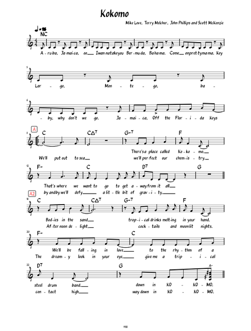 Kokomo (Lead sheet with lyrics )