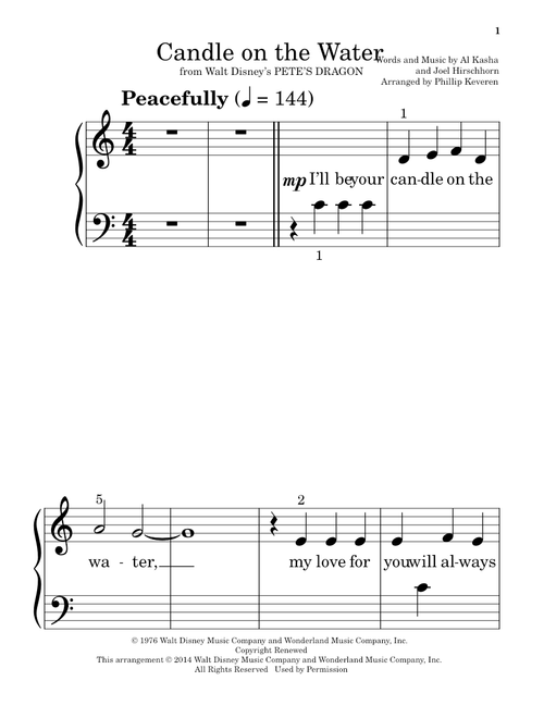 Candle On The Water (from Pete's Dragon) (arr. Phillip Keveren) - Helen Reddy (Educational Piano)