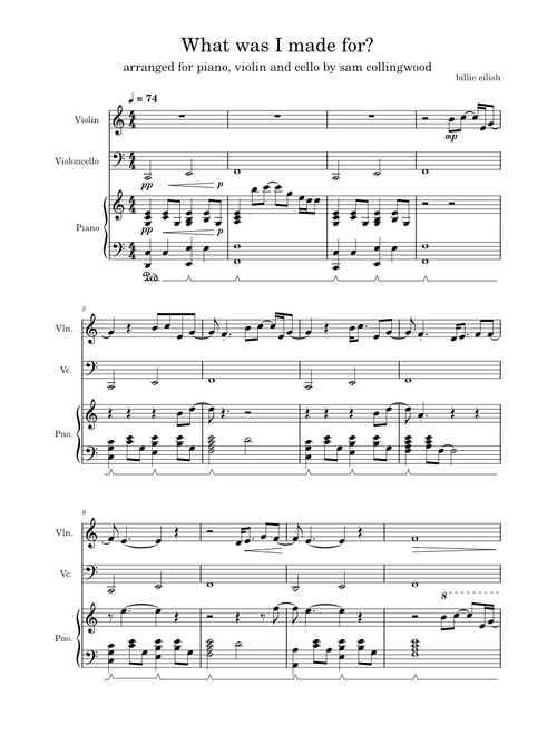 What Was I Made For? – Billie Eilish (piano, cello, violin - work in progress)