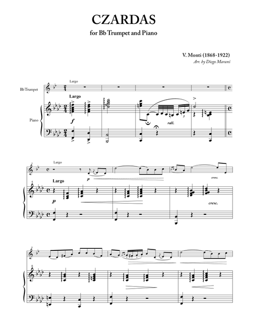 Czardas for Trumpet and Piano (Arr. Diego Marani) - V. Monti (Trumpet and Piano)