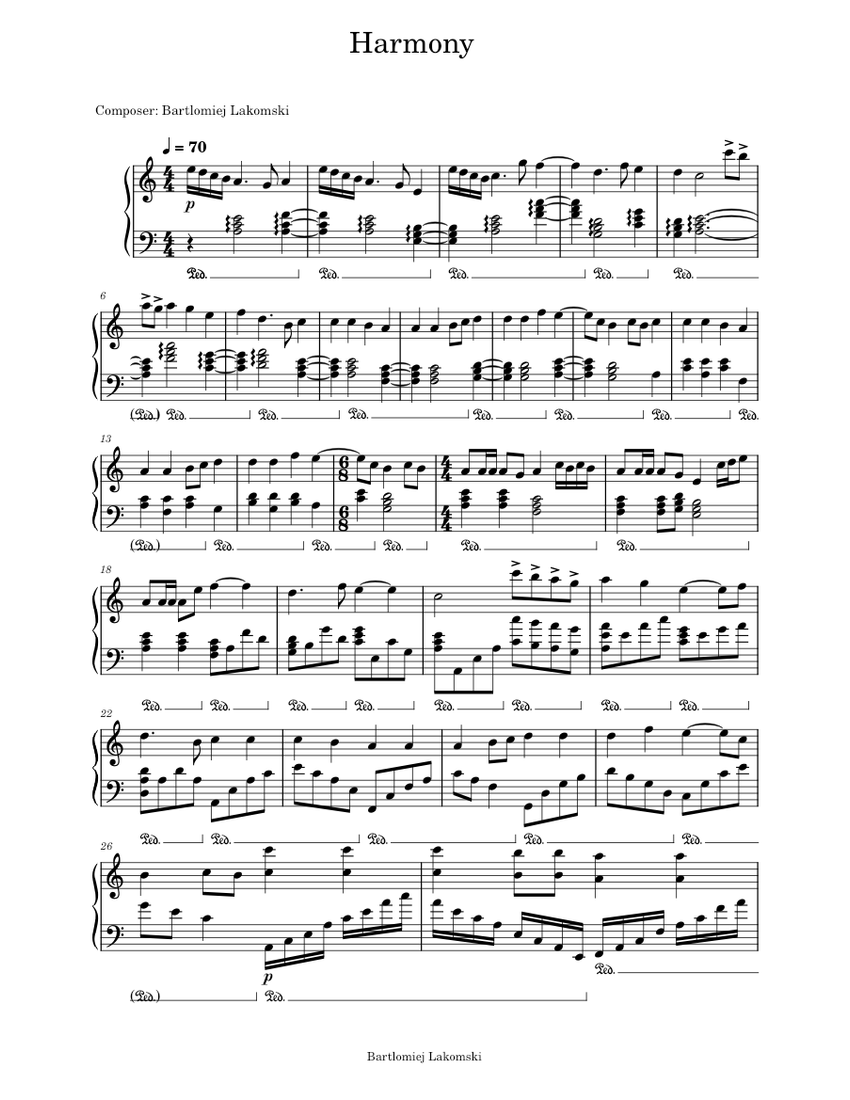 Harmony Sheet music for Piano (Solo)