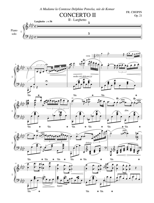 Chopin - Piano Concerto No. 2 In F Minor: II - Larghetto (Piano Solo)