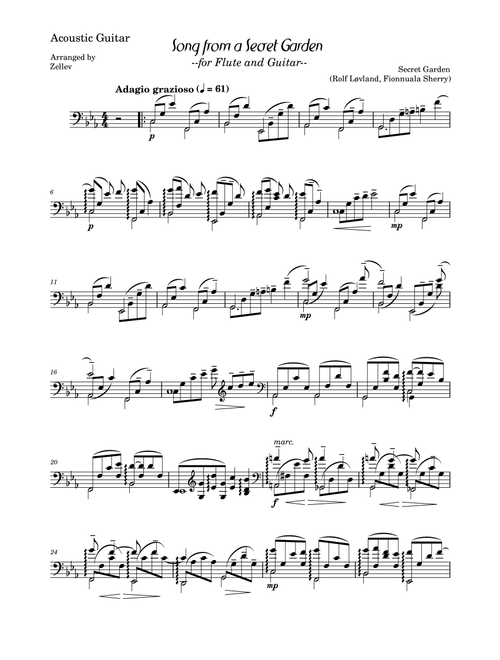 Song from a Secret Garden - Guitar part (Arr. Zellev) - Fionnuala Sherry (Solo Guitar)