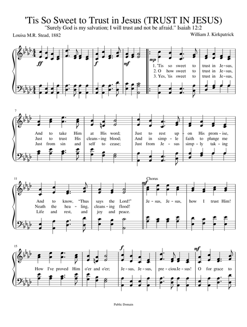 'Tis So Sweet to Trust in Jesus (TRUST IN JESUS)