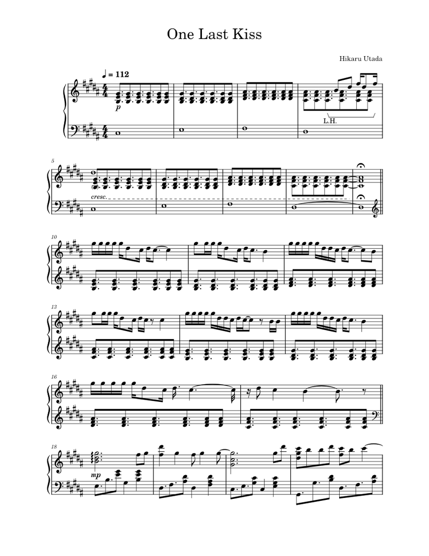 One Last Kiss Sheet music for Piano (Solo) | Musescore.com One Last Kiss Sheet music for Piano (Solo) | Musescore.com