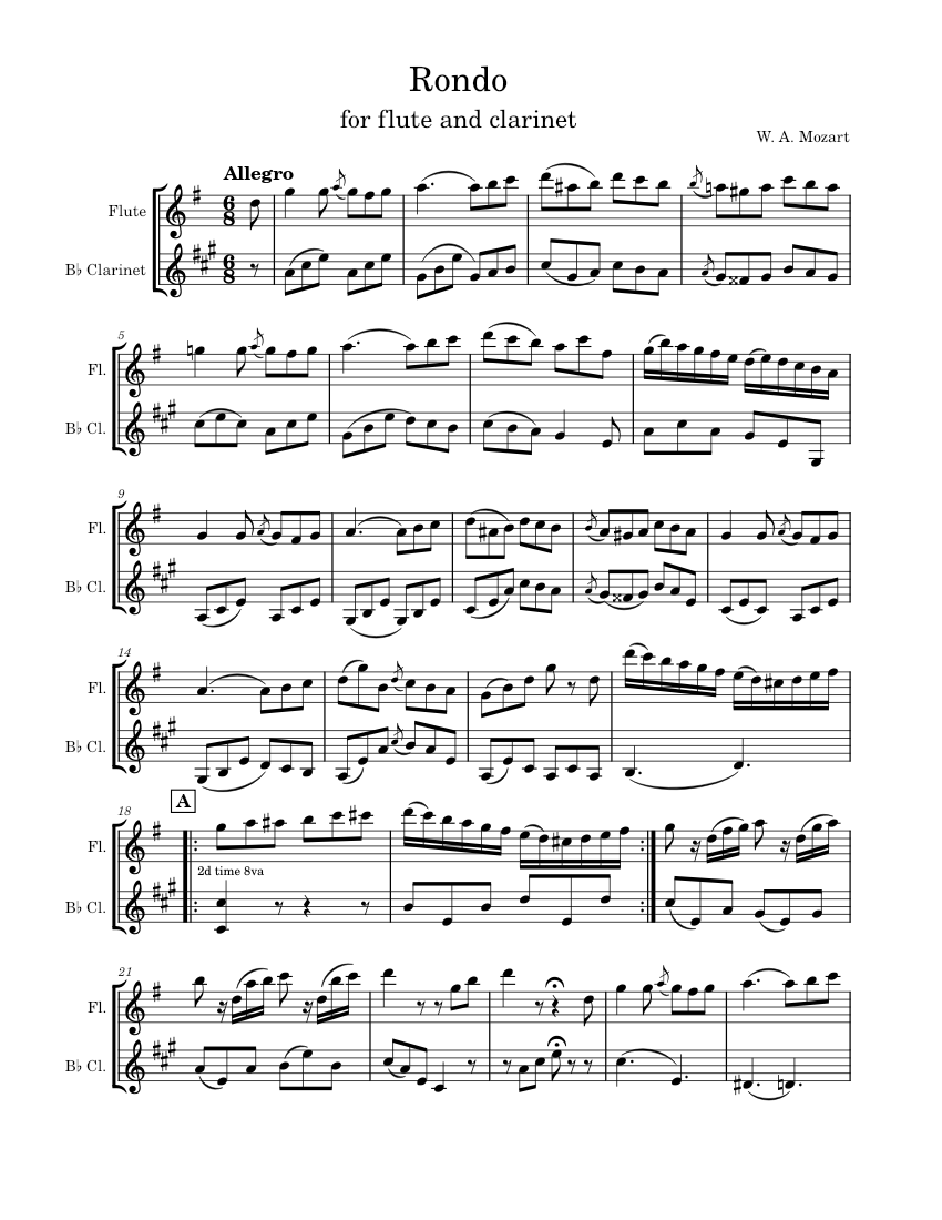 Rondo – Wolfgang Amadeus Mozart Rondo for Flute and Clarinet