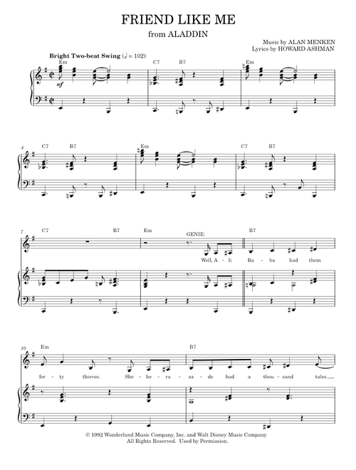 Friend Like Me - Alan Menken (Piano Vocal)