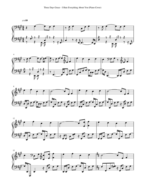 I Hate Everything About You (Arr. JohnHenry) - Three Days Grace (Piano Solo)