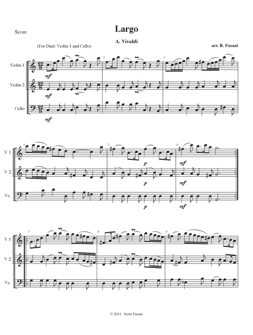 Largo (for String Trio) (Arr. Reno Fusani) - Antonio Vivaldi (String Ensemble)