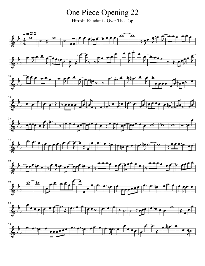 One Piece Opening 22 Sheet Music for Flute (Solo) | MuseScore.com