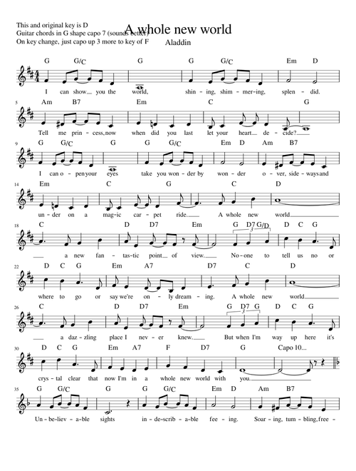 A whole new world (guitar chords and violin) version 2