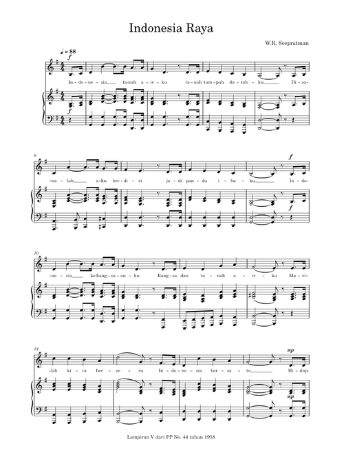 Indonesia Raya Piano 1958 – W.R. Supratman