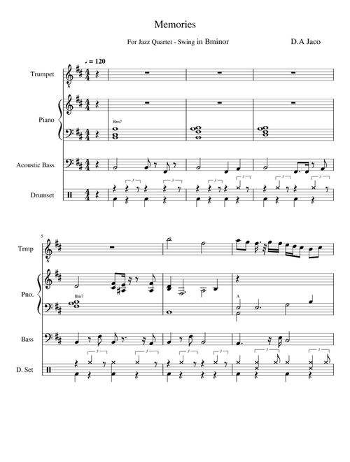 Memories - in B minor for Jazz Quartet