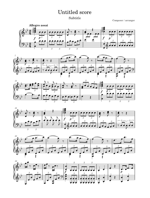 Symphony No.33 in B-flat major, K.319 (Mozart) mov. 4 piano arr.