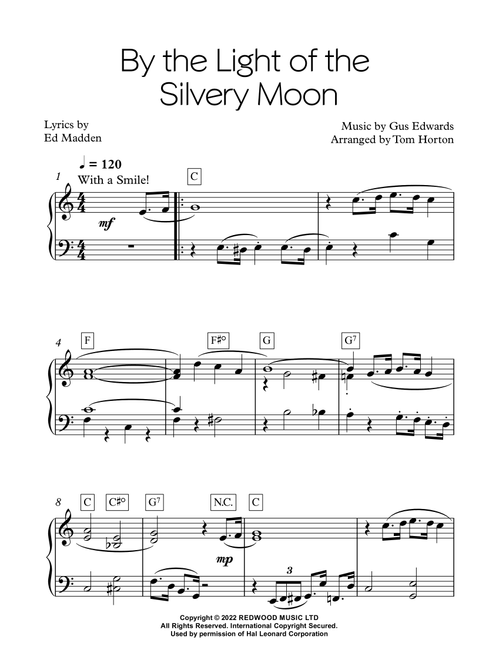 By The Light Of The Silvery Moon (Arr. Tom Horton) - Doris Day (Easy Piano)