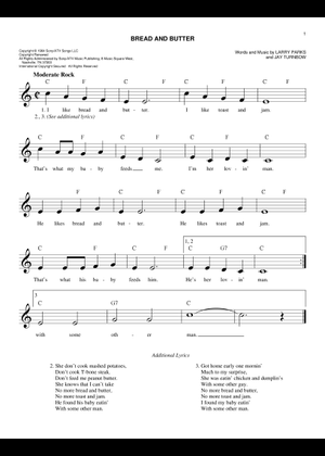 Play Official version of Bread and butter Sheet Music by The