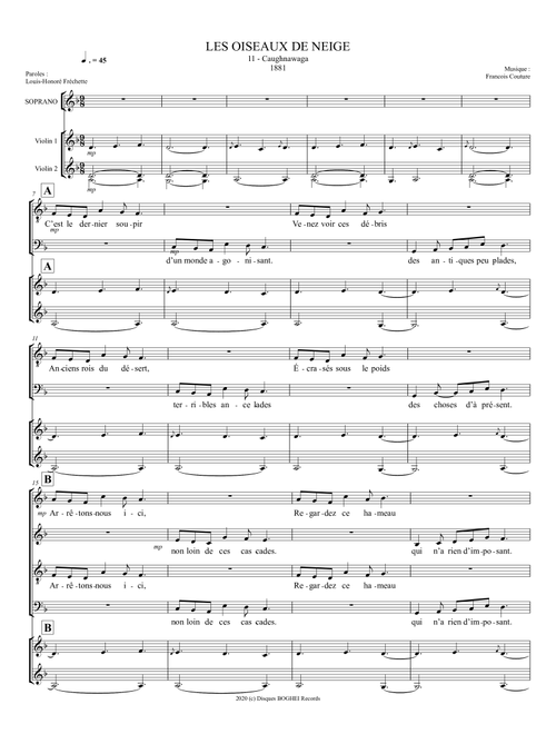 LES OISEAUX DE NEIGE - Caughnawaga (Arr. Disques BOGHEI Records) - Francois Couture (Small Ensemble)