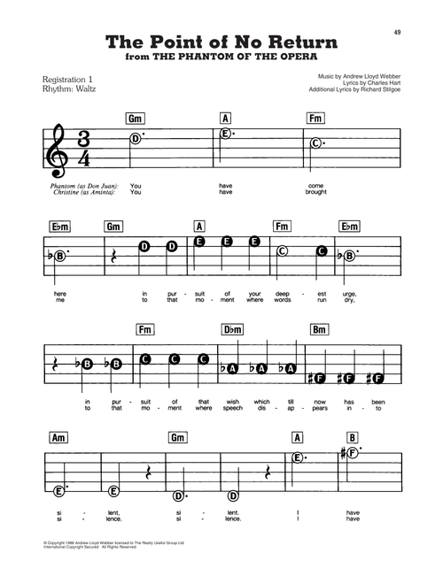 The Point Of No Return (from The Phantom Of Opera) - Andrew Lloyd Webber, Charles Hart, Richard Stilgoe (E-Z Play Today)