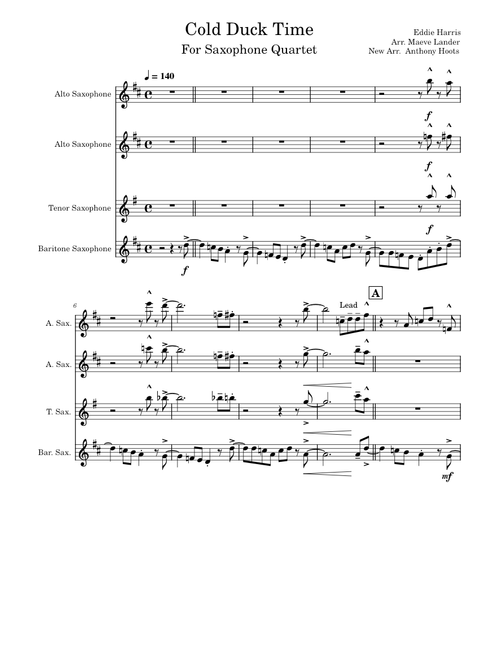 Cold Duck Time -Saxophone Quartet