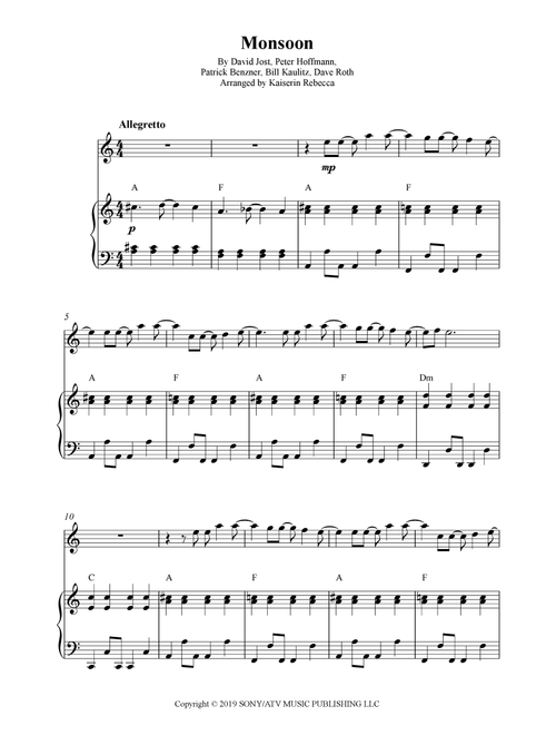 Monsoon (Arr. Kaiserin Rebecca) - Tokio Hotel (Flute and Piano)