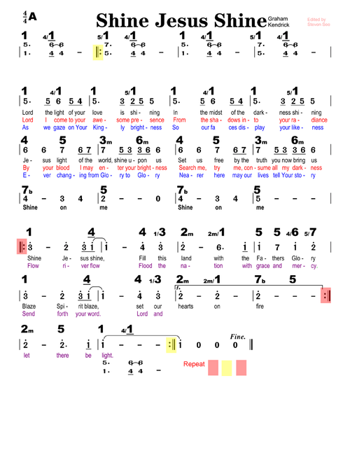 Shine Jesus Shine (Arr. Don Moen) (Lead Sheet - Fake Book)