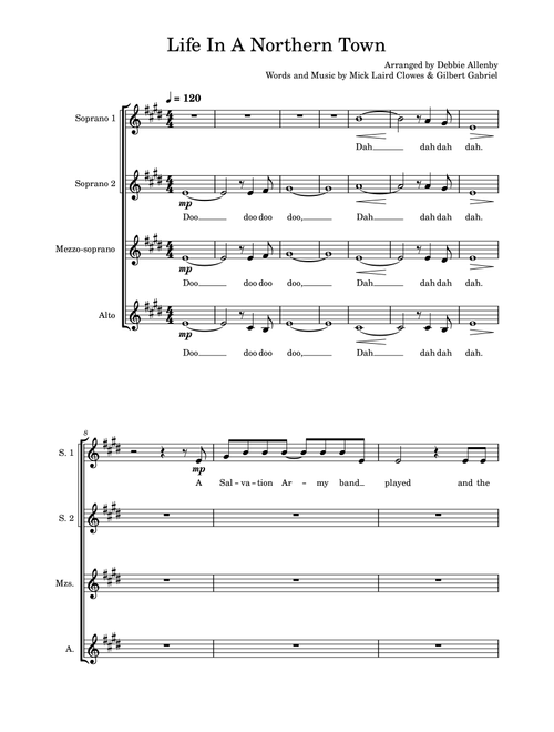 Life In A Northern Town (Arr. Debbie Allenby) - Dream Academy (Choral, SSAA)