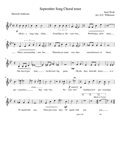 September Song Choral tenor