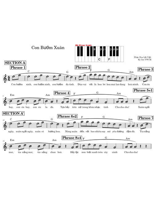 Con Buom Xuan - Am - Melody - Chord - YWCM