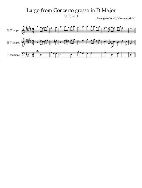 Largo from Concerto grosso in D Major