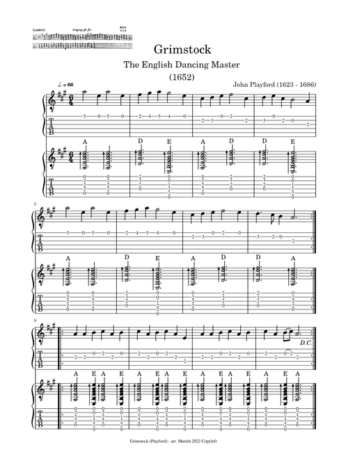 Grimstock (Easy Duet)– John Playford