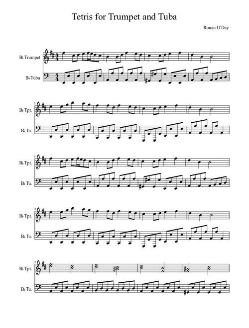 Tetris for Trumpet and Tuba