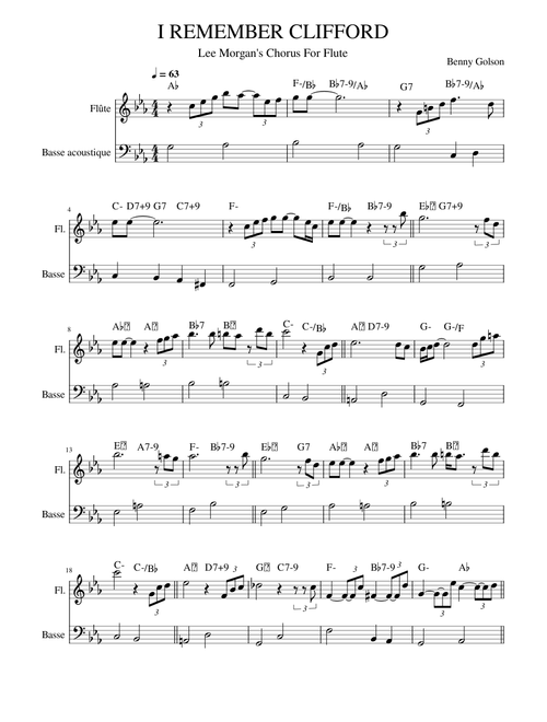 I REMEMBER CLIFFORD  Lee Morgan Chorus in C + Bass