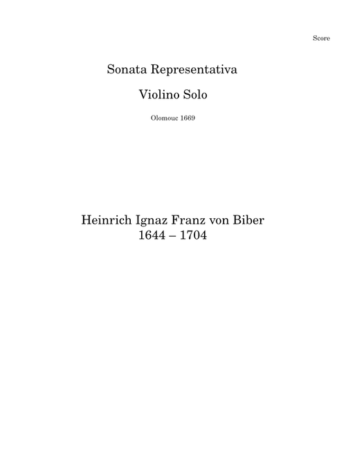 Sonata violino solo representativa - Heinrich Ignaz Franz von Biber