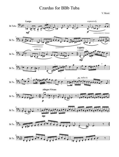 Czardas for BBb Tuba