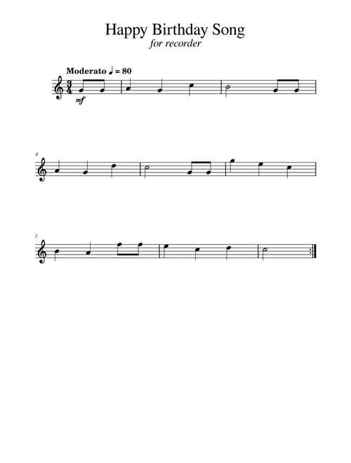Happy Birthday Song (Arr. Golden Skull Editions) - Unknown (Recorder Solo)